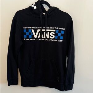 Vans Black Hoodie with Blue and White Accents